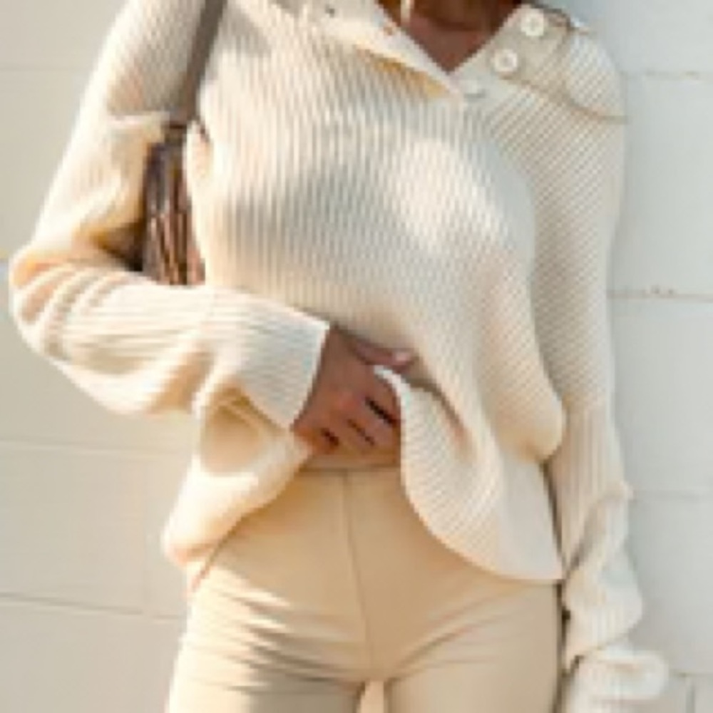 NWT! Beginning Boutique Reid Cream Collared Jumper